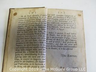 (3) Leather Bound Books: "A Collection of Hymns For the Use of the Methodist Episcopal Church; published by T. Mason and G. Lane, New York; 1838; "The Complete History of Joseph and His Brethren"; Londom; Printed and Sold by Mary Hinde