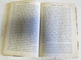 (4) Books: "Walden", by Henry D. Thoreau; copyright 1910 by Thomas Y. Crowell and Co.; "Treasure Island" by Robert Lewis Stephenson, published by Henry Altemus, Philadelphia; "Murders of The Rue Morgue" by Edgar Allen Poe,  printed and bound by Trow's, New York and published by John W. Lovell Co., New York;  "The Age of Fable" by Thomas Bulfinch, published by S. W. Titlon, Boston; 1881