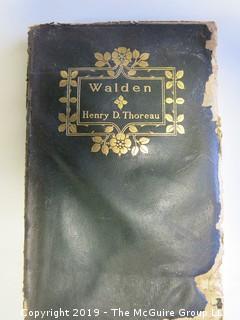 (4) Books: "Walden", by Henry D. Thoreau; copyright 1910 by Thomas Y. Crowell and Co.; "Treasure Island" by Robert Lewis Stephenson, published by Henry Altemus, Philadelphia; "Murders of The Rue Morgue" by Edgar Allen Poe,  printed and bound by Trow's, New York and published by John W. Lovell Co., New York;  "The Age of Fable" by Thomas Bulfinch, published by S. W. Titlon, Boston; 1881