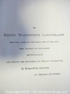 (4) Books: "Walden", by Henry D. Thoreau; copyright 1910 by Thomas Y. Crowell and Co.; "Treasure Island" by Robert Lewis Stephenson, published by Henry Altemus, Philadelphia; "Murders of The Rue Morgue" by Edgar Allen Poe,  printed and bound by Trow's, New York and published by John W. Lovell Co., New York;  "The Age of Fable" by Thomas Bulfinch, published by S. W. Titlon, Boston; 1881