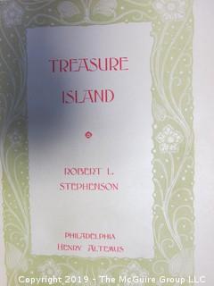 (4) Books: "Walden", by Henry D. Thoreau; copyright 1910 by Thomas Y. Crowell and Co.; "Treasure Island" by Robert Lewis Stephenson, published by Henry Altemus, Philadelphia; "Murders of The Rue Morgue" by Edgar Allen Poe,  printed and bound by Trow's, New York and published by John W. Lovell Co., New York;  "The Age of Fable" by Thomas Bulfinch, published by S. W. Titlon, Boston; 1881