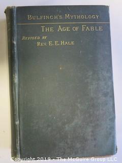 (4) Books: "Walden", by Henry D. Thoreau; copyright 1910 by Thomas Y. Crowell and Co.; "Treasure Island" by Robert Lewis Stephenson, published by Henry Altemus, Philadelphia; "Murders of The Rue Morgue" by Edgar Allen Poe,  printed and bound by Trow's, New York and published by John W. Lovell Co., New York;  "The Age of Fable" by Thomas Bulfinch, published by S. W. Titlon, Boston; 1881