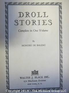 Book: "Droll Stories", by Balzac, printed in USA by Ferris Printing Co and published by Walter J. Black Inc., New York