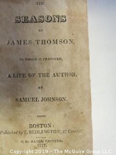 Leather Book: "The Seasons" by James Thomson, printed by T.G. Bangs, published by T. Bedlington; Boston, 1817