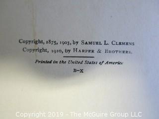 (2) Books: "The Adventures of Tom Sawyer" and "The Adventures of Huckleberry Finn"; both by Mark Twain; published by Harper and Brothers  