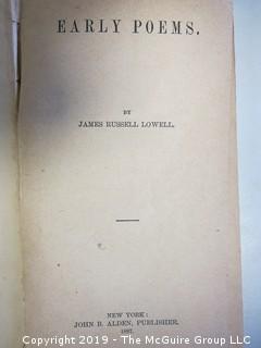 (4) Books: "The Jungle Book" by Rudyard Kipling, published by The Century Co', New York, 1894 (Fifteenth Thousand); "The Two Jungle Books"  by Rudyard Kipling with illustrations", published by Macmillan and Co., London, 1924 (leather);  "The Tragedies of Euripides", Vol.I, published by Harper and  Brothers; 1884; "Early Poems" by James Russell Lowell, published by John B. Alden, 1887, New York