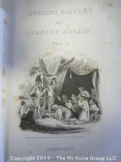 (2) Leather Bound Volumes:  "Ancient History of the Egyptians, Carthaginians, Assyrians, Babylonians,  Meds and Persians, Grecians and Macedonians" by Charles Rollin, published by Applegate and Co., Cincinnati, 1860