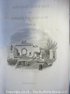 (2) Leather Bound Volumes:  "Ancient History of the Egyptians, Carthaginians, Assyrians, Babylonians,  Meds and Persians, Grecians and Macedonians" by Charles Rollin, published by Applegate and Co., Cincinnati, 1860