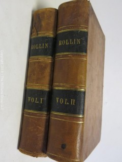 (2) Leather Bound Volumes:  "Ancient History of the Egyptians, Carthaginians, Assyrians, Babylonians,  Meds and Persians, Grecians and Macedonians" by Charles Rollin, published by Applegate and Co., Cincinnati, 1860