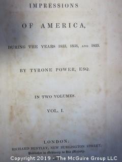 Collection of books including "Impressions of America"; 1836