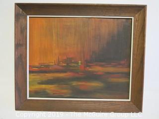 Framed Abstract on artists board; 1969; original painting; outside dimensions 19 x 23 1/2"