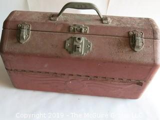 Vintage Simonsen Metal Tool Box filled with fishing gear