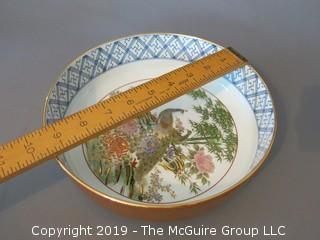 Japanese Porcelain 9" Serving Bowl with peacock motif; marked on base; 9" diameter (Description Altered 6.13 @ 3:29pm ET)