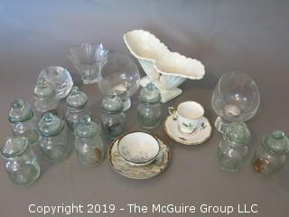 Collection including ceramic, glass, and porcelain tea cups