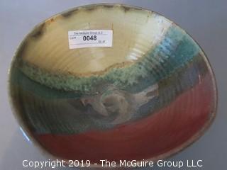 Glazed art pottery bowl; 8 1/2" diameter