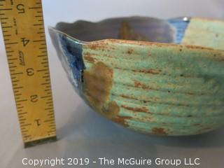 Glazed Art Pottery Bowl; marked on base; 8" diameter at rim (Description Altered 6.11 @ 5:10pm ET)