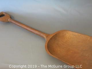 One Piece Wood Carved Coffee Bean Shovel; 13"W x 45"T; (Description Altered 6.11 @ 5:10pm ET) 