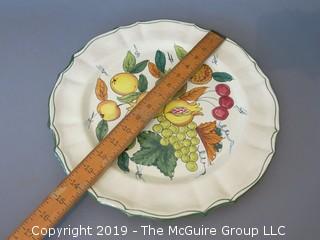 14" diameter fruit plate; marked "Loy" on base