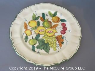 14" diameter fruit plate; marked "Loy" on base