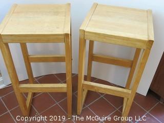 Pair of Wooden Bar Stools; 27" T