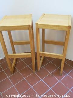 Pair of Wooden Bar Stools; 27" T