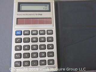 Collection including Wedgwood, trinket box, TI -1766 calculator, Italian ceramic plate, battery charger, mother of pearl covered pocket knives and set of 8 ceramic coasters 