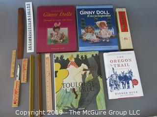 Eclectic collection of doll reference books, art books, etc. 