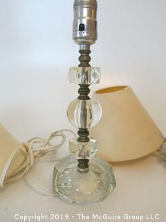 Pair of glass table lamps with shades