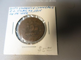 Coin:"Ships, Colonies and Commerce"; U.S. Flag on Ship