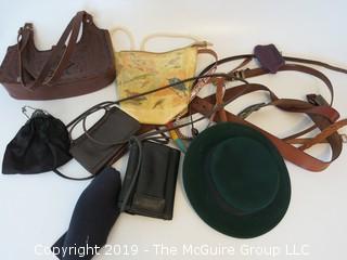 Collection of handbags, leather goods, belts and purses