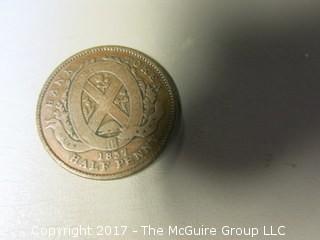 1837 Lower Canada Bank Token; half penny