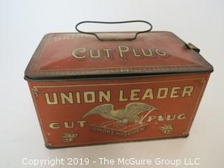 Antique stenciled "Cut Plug" tobacco tin box