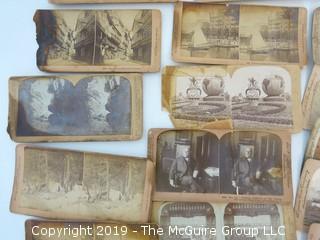 Stereoscope and collection of cards including the U.S.S. Maine