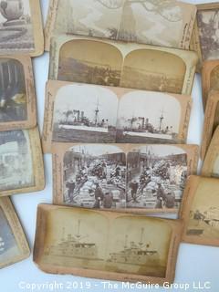 Stereoscope and collection of cards including the U.S.S. Maine