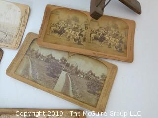 Stereoscope and collection of cards including the U.S.S. Maine