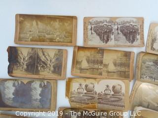 Stereoscope and collection of cards including the U.S.S. Maine