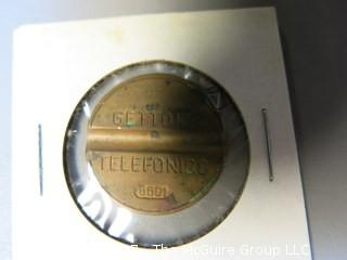 Collection of 9 tokens including Telephone Co. and Sales Tax