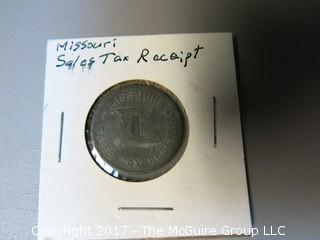 Collection of 9 tokens including Telephone Co. and Sales Tax