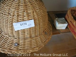 Collection including a box of toilet pins, spools with brass locking rings, 1929 wall calendar and a woven pith helmut