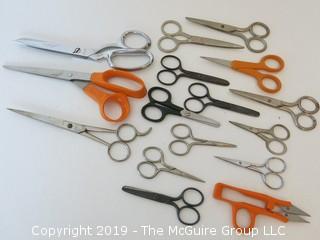 Collection of craft and sewing scissors