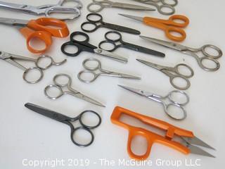 Collection of craft and sewing scissors