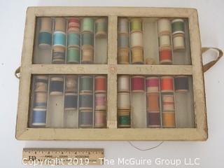 Antique thread cabinet; "Star Twist - Mercerized Thread"; American Thread Co. 