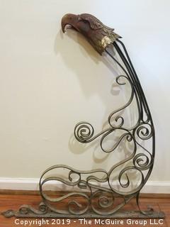 Smithsonian Castle Double Sided Book Shop Sign circa 1970's: Ornate Curved Iron Hanging Bracket with Carved Stone Eagle Head and Two Additional Panels. LOOK! 31"Wide x 76"Tall {Description Altered 06.13.@3:08pm ET}