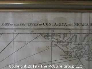 1775 Framed Antique Map of Costa Rica and Nicaurauga with the Lagunas; Thomas Jeffreys; Geographer to his Majesty; printed for Robert Sayer, map and printseller, London