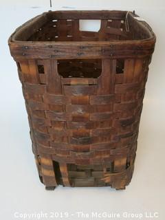 Large antique weavers basket.  There is some age damage, but still functional (14 x 19 x 22")