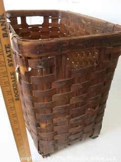 Large antique weavers basket.  There is some age damage, but still functional (14 x 19 x 22")