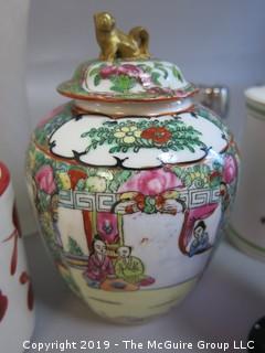 Collection of Ceramics including Rose Medallion Covered Jar