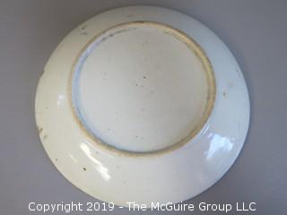 Hand Painted Blue and White Chinese Plate (Note: small chip on rim) 