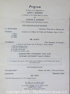 1961 JFK Inaugural Concert Program and Press Credentials