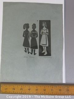 Original Print titled "Three Women"; pencil signed A. Emerson